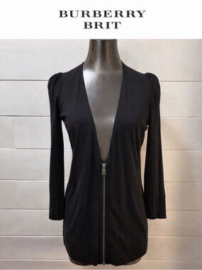 BURBERRY BRIT – Black Zip-Front Cardigan (S)